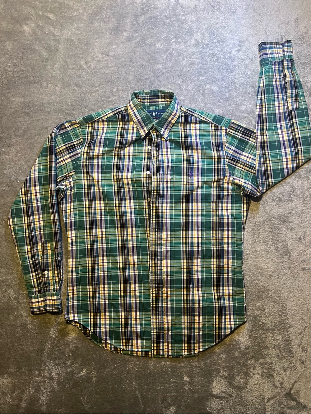 Polo by Ralph Lauren Green, Blue & Yellow Plaid Button-Down Shirt
